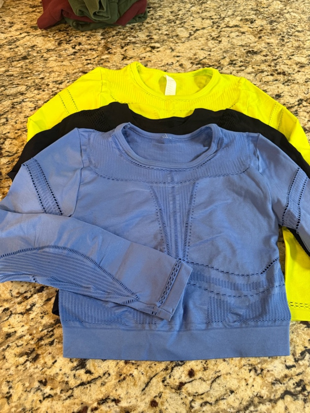 Source Unknown Seam-Detail Crop Top - Blue, Neon Yellow, Black